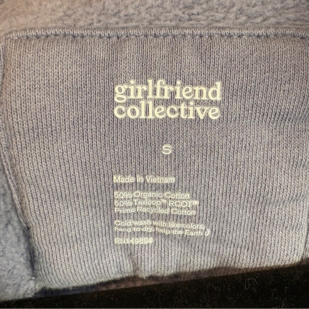 Girlfriend Collective Women's S Half-Zip Pullover Crop Sweatshirt periwinkle - Picture 4 of 4